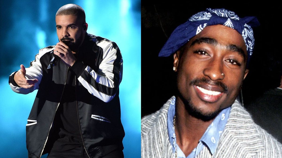 Tupac Shakur em 1994 (Foto: Ron Galella / WireImage) e Drake (Foto: Kevin Winter/Getty Images)