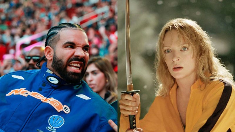 Uma Thurman em 'Kill Bill: Volume 1' (Foto: Reprodução) | Drake (Foto: Carmen Mandato/Getty Images)