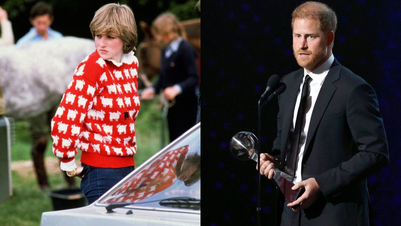 Diana (Foto: Tim Graham Photo Library via Getty Images) e Príncipe Harry (Foto: Frazer Harrison/Getty Images)