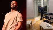 Drake (Foto: Paras Griffin/Getty Images) e mansão do cantor inundada (Foto: Reprodução/Instagram)