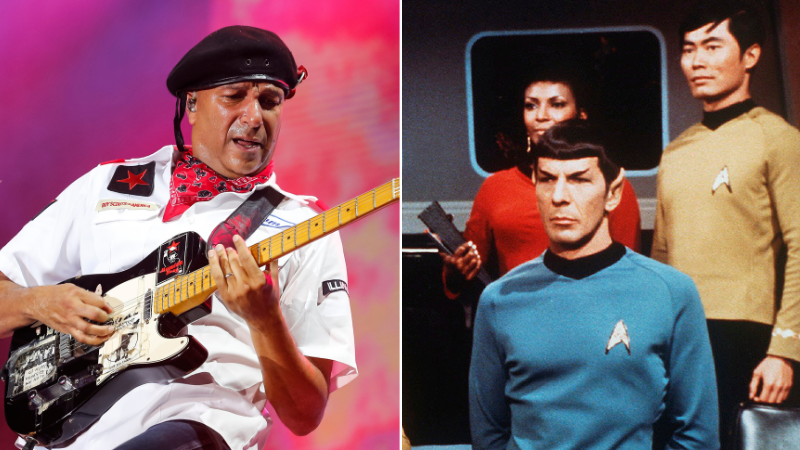 Tom Morello e personagens de Star Trek (Foto: Srdjan Stevanovic/Getty Images e Sunset Boulevard/Corbis via Getty Images)