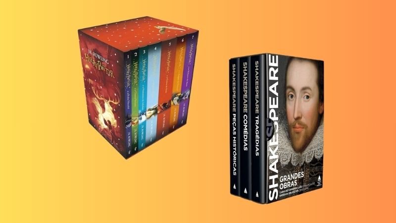 De 'Harry Potter' a grandes obras de Shakespeare, reunimos alguns boxes de livros bastante desejados à venda por excelentes preços no Prime Day - Créditos: Reprodução/Mercado Livre