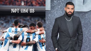 Post da Seleção Argentina de Futebol nas redes sociais (Foto: Reprodução/Twitter) e Drake (Foto: Karwai Tang/WireImage)