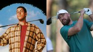 Adam Sandler no pôster de 'Um Maluco no Golfe' (Foto: Reprodução) | Travis Kelce (Foto: David Calvert/Getty Images)