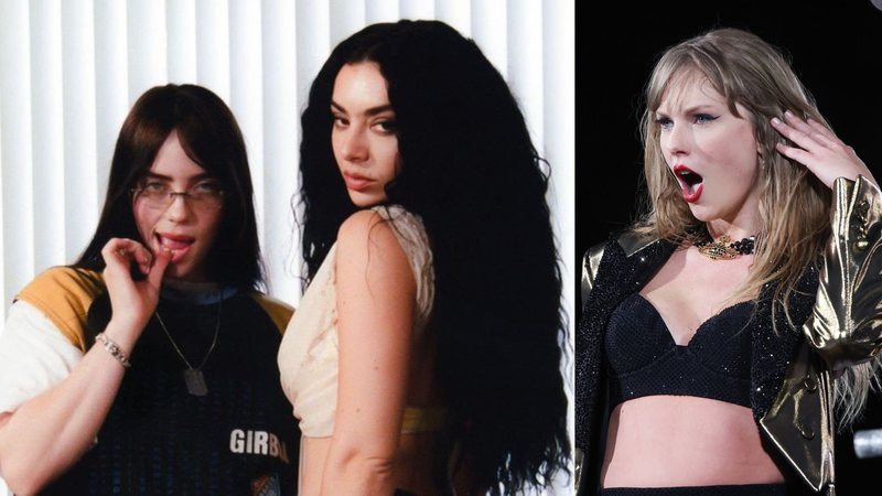 Billie Eilish e Charli xcx (Foto: Terrence O’Connor) | Taylor Swift (Foto: Michael Campanella/TAS24/Getty Images)