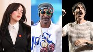 Billie Eilish (Foto: Rodin Eckenroth/Getty Images) | Snoop Dogg (Foto: Jari Pestelacci/Eurasia Sport Images/Getty Images) | Anthony Kiedis, do Red Hot Chili Peppers (Foto: Tim Mosenfelder/Getty Images)