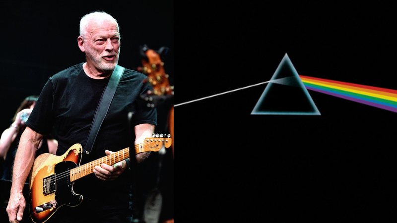 David Gilmour (Foto: Gus Stewart/Redferns) | Capa de 'The Dark Side of the Moon (Foto: Reprodução)