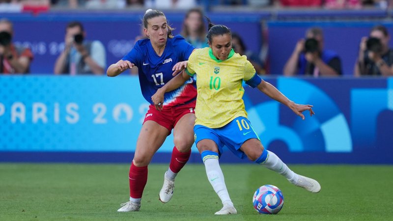 EUA e Brasil disputaram final do futebol feminino nas Olimpíadas (Foto: Brad Smith/ISI/Getty Images)