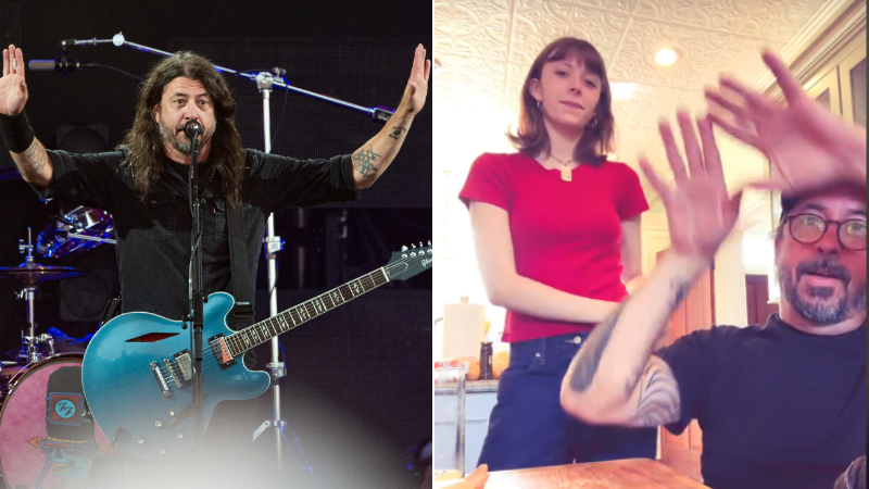 Dave Grohl dança "Apple", da Charli XCX, no TikTok (Imagem: Joseph Okpako/WireImage e Reprodução/TikTok)