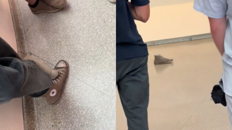 Jovem deixa sapato em museu (Foto: Reprodução/TikTok)