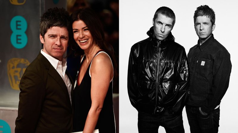 Noel Gallagher com a ex-esposa Sara MacDonald (Foto: Ian Gavan/Getty Images) e cantor ao lado do irmão Liam Gallagher (Foto: Simon Emmett)