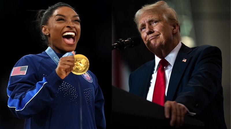 Simone Biles e Donald Trump (Fotos: Getty Images)