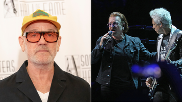 Michael Stipe (R.E.M.), Bono Vox e Adam Clayton (U2) (Imagem: Joy Malone/Getty Images e Vincenzo Lombardo/Redferns))