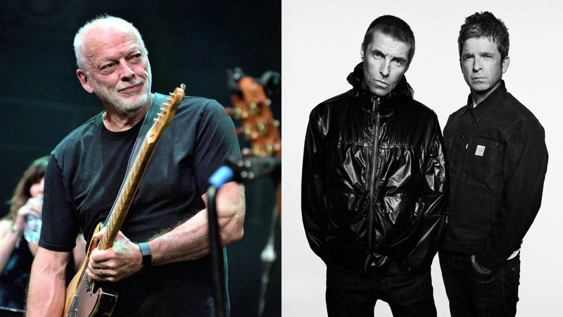 David Gilmour (Foto: Gus Stewart/Redferns) e os irmãos Noel e Liam Gallagher no retorno do Oasis (Foto: Simon Emmett)