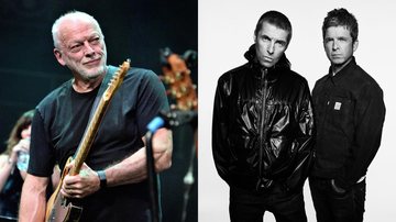 David Gilmour (Foto: Gus Stewart/Redferns) e os irmãos Noel e Liam Gallagher no retorno do Oasis (Foto: Simon Emmett)