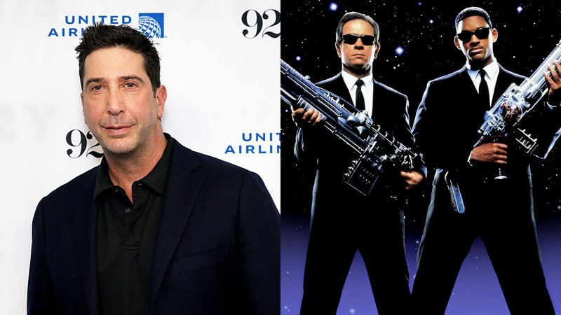 David Schwimmer (Foto: Dominik Bindl/Getty Images) e Tommy Lee Jones e Will Smith em MIB - Homens de Preto (Foto: Divulgação)