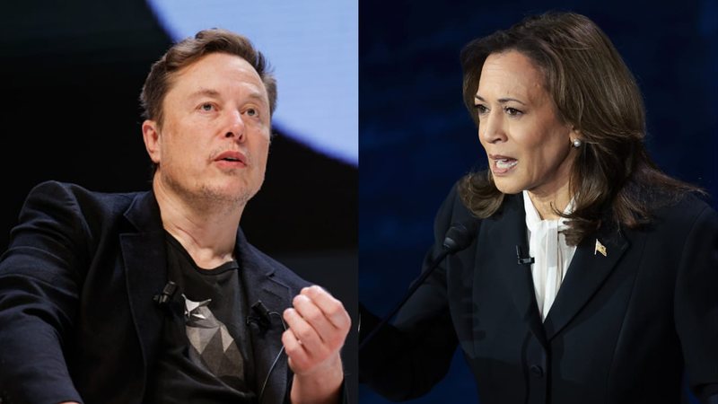 Elon Musk e Kamala Harris (Getty Images)