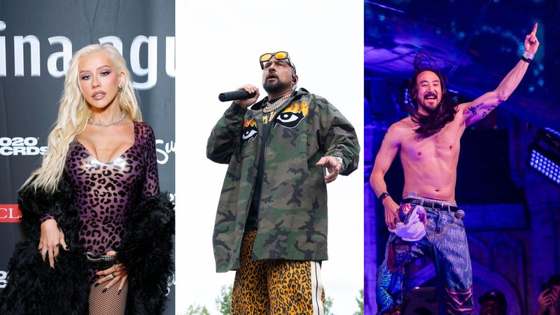 Christina Aguilera, Sean Paul e Steve Aoki (Fotos: Getty Images)