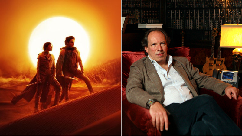 Banner de 'Duna: Parte 2' e Hans Zimmer (Foto: Divulgação/Warner Bros. Pictures e Ann Johansson/Corbis via Getty Images)