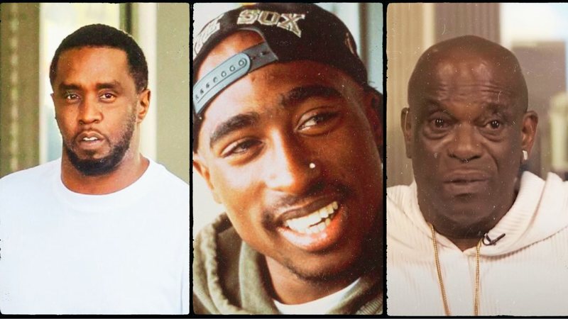 Da esquerda para a direita: Sean 'Diddy' Combs, Tupac e Mopreme Shakur (Fotos: Reprodução)