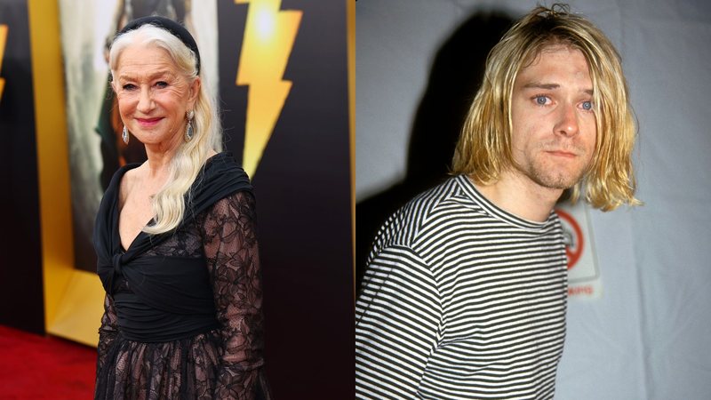 Helen Mirren (Foto: Leon Bennett/Getty Images) e Kurt Cobain (Foto: Vinnie Zuffante/Getty Images)