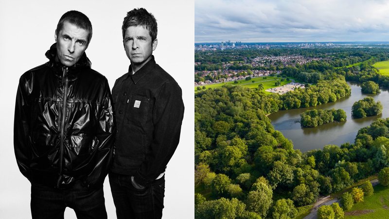 Liam e Noel Gallagher (Foto: Reprodução/Instagram) | Heaton Park (Foto: Getty Images)