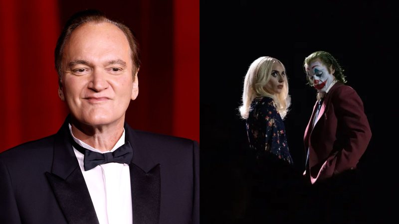 Quentin Tarantino (Foto: Taylor Hill/FilmMagic) e Lady Gaga e Joaquin Phoenix em Coringa: Delírio a Dois (Foto: Divulgação)