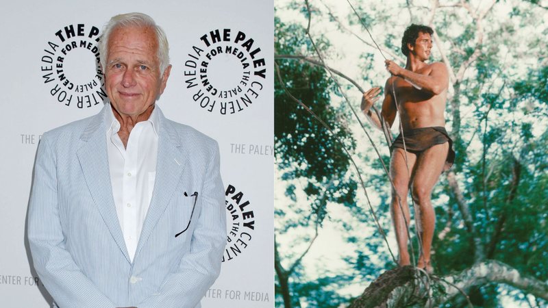 Ron Ely (Foto: Tibrina Hobson/FilmMagic) e ator como Tarzan em 1966 (Foto: Silver Screen Collection/Getty Images)