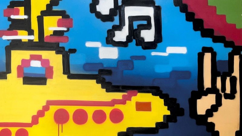 Yellow Submarine, obra da exposição Lucy in the Sky with Spray (Foto: Shopping Center 3 e Lucy in the Sky with Spray)