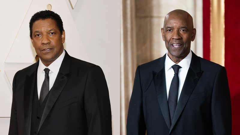 Denzel Washington no Oscar de 2022 e pré-estreia de 'Gladiador 2' em 2024 (Fotos: Mike Coppola/Getty Images | Samir Hussein/WireImage)