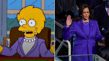 Lisa Simpson, de 'Os Simpsons', e Kamala Harris (Foto: Reprodução e Kent Nishimura / Los Angeles Times via Getty Images)