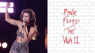 A cantora Miley Cyrus e a capa de The Wall, do Pink Floyd (Fotos: Timothy Norris / FilmMagic / Getty Images e divulgação)