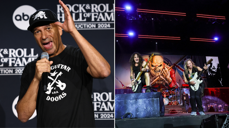 Tom Morello e Iron Maiden (Foto: Arturo Holmes/Getty Images e Kevin Mazur/Getty Images)