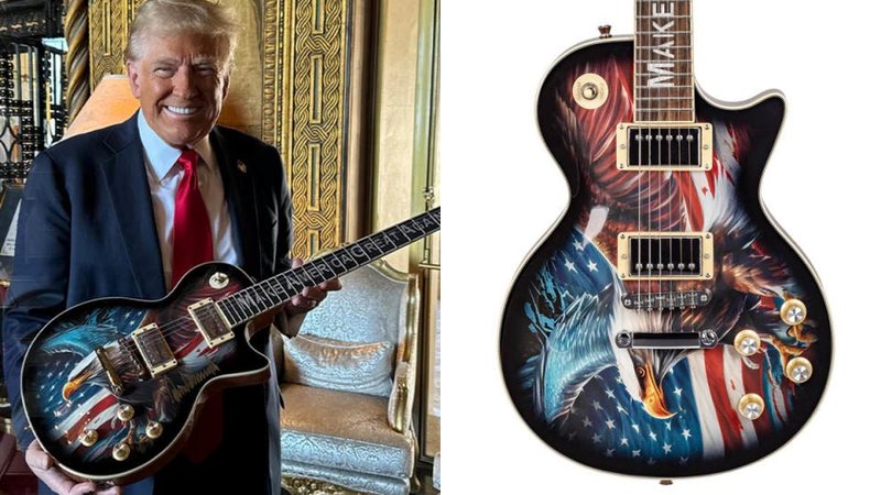 Donald Trump e as Trump Guitars, da empresa 16 Creative: notificação extrajudicial da Gibson (Reprodução)