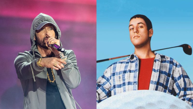 Eminem (Foto: Aaron J. Thornton/Getty Images) | Adam Sandler em 'Um Maluco no Golfe' (Foto: Reprodução)