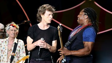 Keith Richards, Mick Jagger e Darryl Jones, dos Rolling Stones (Foto: Gary Miller/FilmMagic)