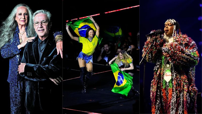 Caetano e Bethânia (Foto: Divulgação), Pabllo Vittar e Madonna (Foto: Getti Images) e Lauryn Hill (Foto: Getty Images)