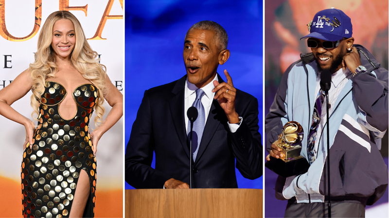 Beyoncé, Barack Obama e Kendrick Lamar (Foto: Axelle/Bauer-Griffin/FilmMagic, Chip Somodevilla/Getty Images e Kevin Winter/Getty Images)