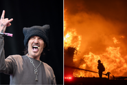 Tommy Lee e incêndio em Los Angeles (Foto: Miikka Skaffari/FilmMagic e Apu Gomes/Getty Images)