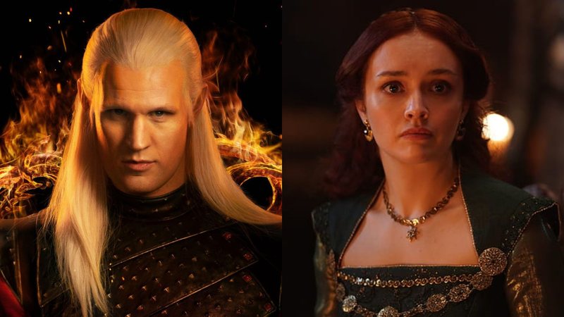 Matt Smith como Daemon Targaryen (Foto: Divulgação) e Olivia Cooke como Alicent Hightower (Foto: Reprodução/HBO)