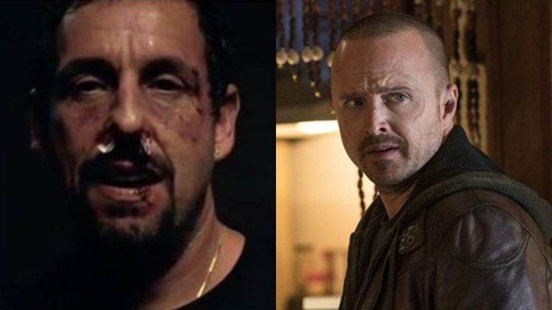 Adam Sandler em Uncut Gems (Foto: Instagram / Reprodução) e Aaron Paul em El Camino (Foto: Reprodução Netflix)