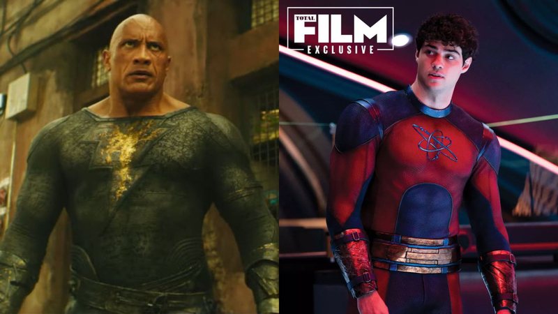 Dwayne Johnson em Adão Negro, da DC (Foto: Divulgação / DC) e Noah Centineo como Esmaga-Átomo (Foto: Divulgação)