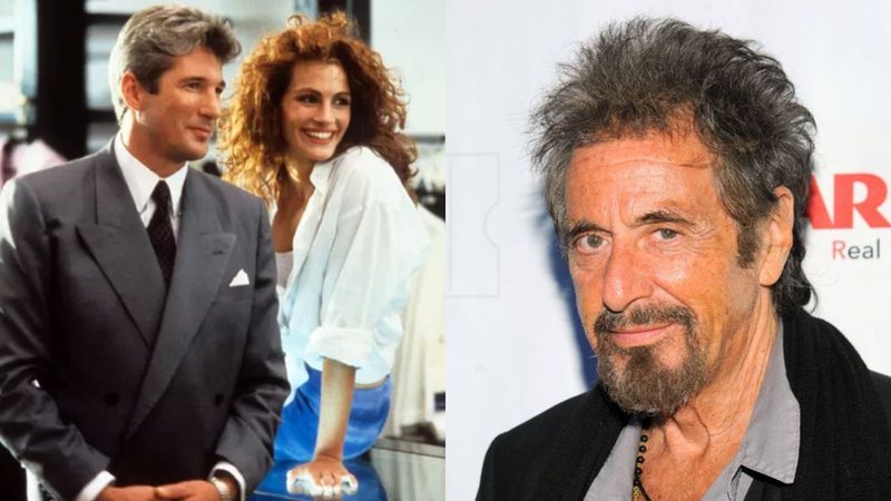 Montagem de Uma Linda Mulher (Reprodução) e Al Pacino (Joel C Ryan / Invision / AP)