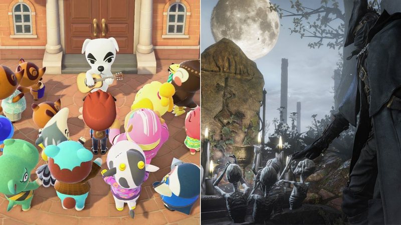 Imagens de Animal Crossing New Horizons e Bloodborne (Fotos: Reprodução)