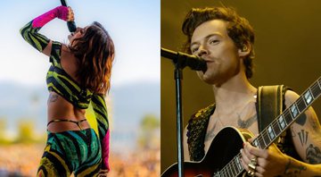 Anitta e Harry Styles no Coachella (Foto: Getty Images / Reprodução / Twitter)