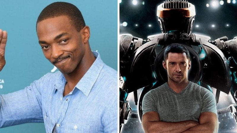 Anthony Mackie (Foto: Pascal Le Segretain / Getty Images) e Hugh Jackman em Gigantes de Aço (Foto: Divulgação)