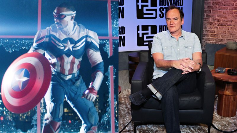 Anthony Mackie como Capitão América (Foto: Reprodução/Disney+e Quentin Tarantino (Foto: Cindy Ord/Getty Images for SiriusXM)