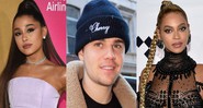 Ariana Grande, Justin Bieber e Beyoncé (Foto 1: Evan Agostini/AP | Foto 2:  Getty/AP | Foto 3: Evan Agostini/AP)