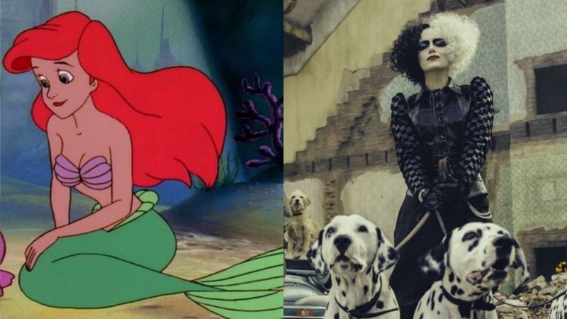 Ariel (Foto: Reprodução)  e Emma Stone como Cruella de Vil (Foto:Divulgação/Disney)