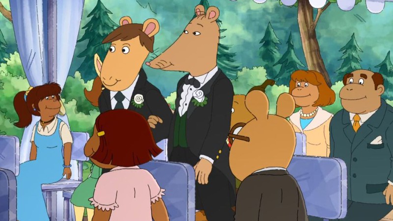 Cena do casamento entre Mr. Ratburn e Patrick no desenho Arthur (Foto: PBS Kids / Divulgação)